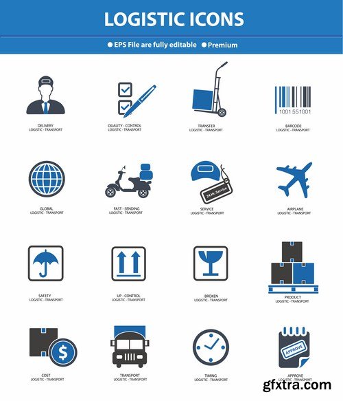 Logistics and transport icons - 12 EPS