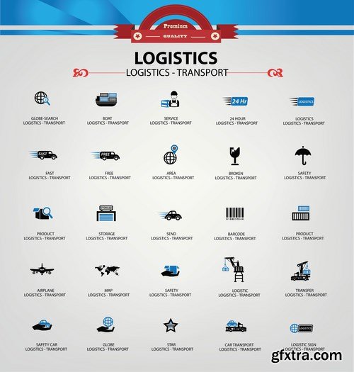 Logistics and transport icons - 12 EPS