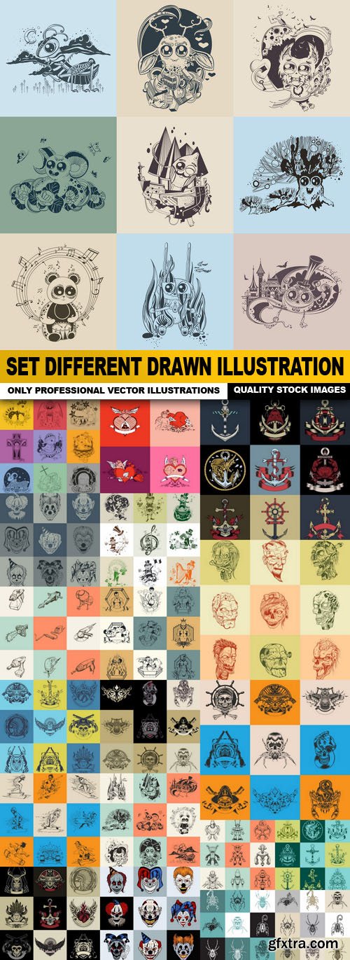 Set Different Drawn Illustration - 20 Vector