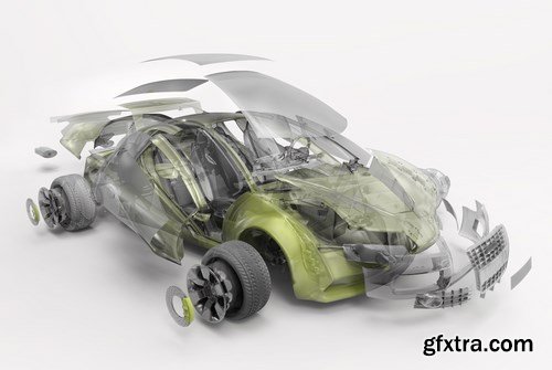 Exploded car - 12 UHQ JPEG