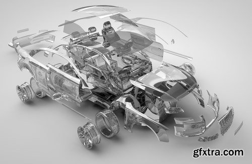 Exploded car - 12 UHQ JPEG