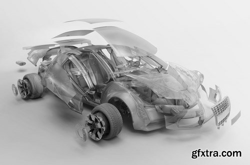 Exploded car - 12 UHQ JPEG