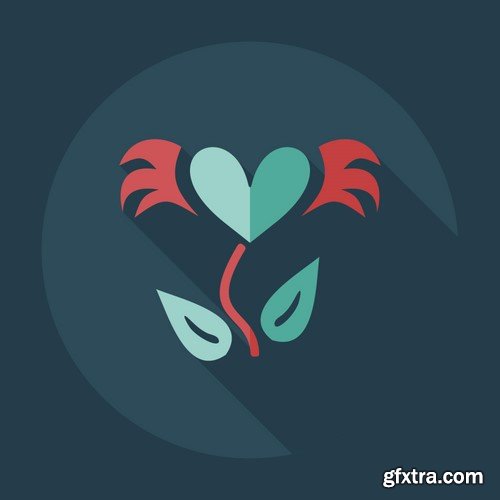 Flat modern design with shadow icons sign of love, 15 х EPS