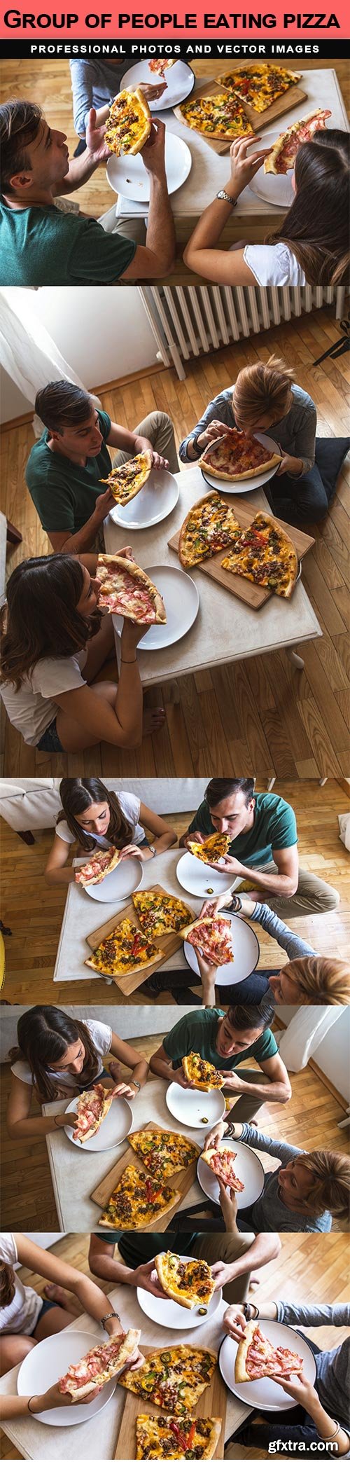 Group of people eating pizza