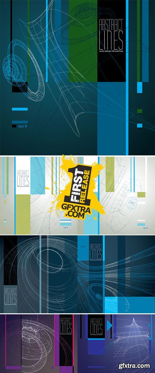 Stock: Abstract background, 3D abstract lines vector illustration