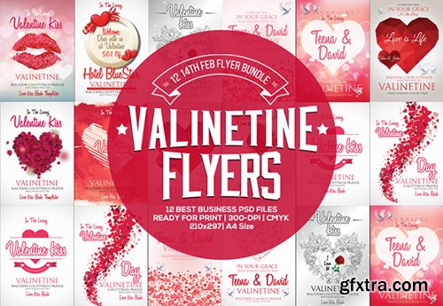 CreativeMarket 12 Valentine Flyers Bundle 510574