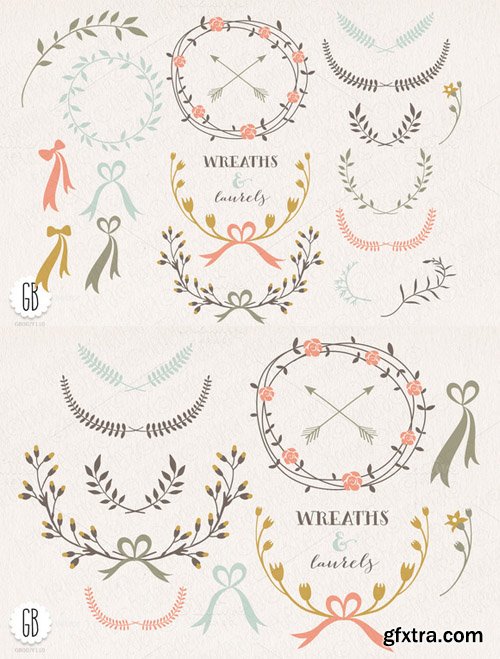 Wreaths laurels ribbons folk flowers - CM 24553