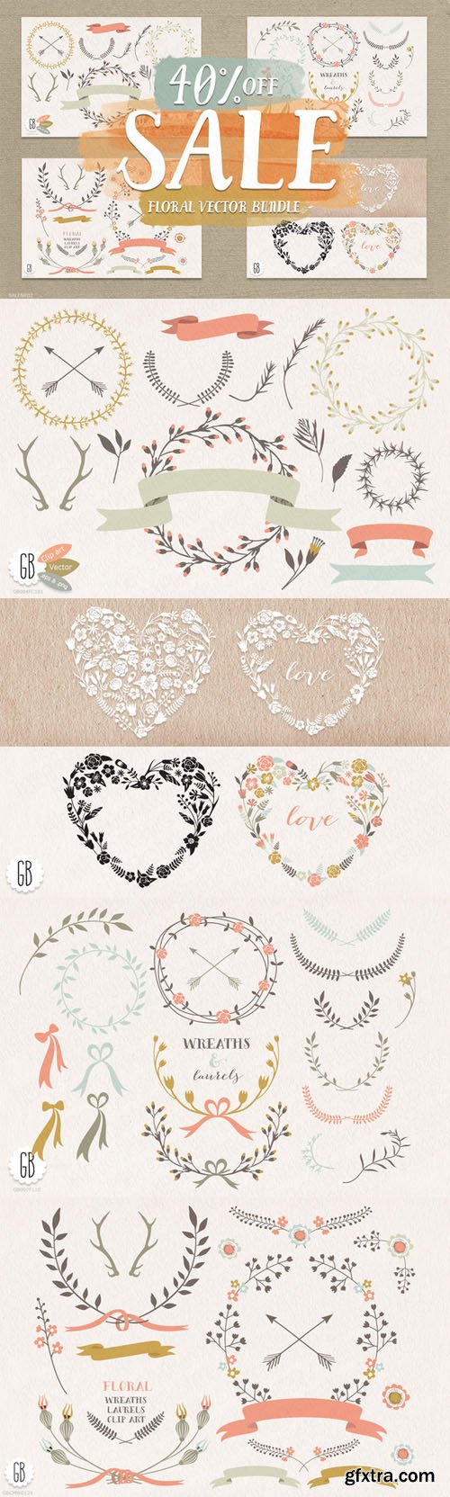 SALE! Floral elements, wreaths. - CM 46843