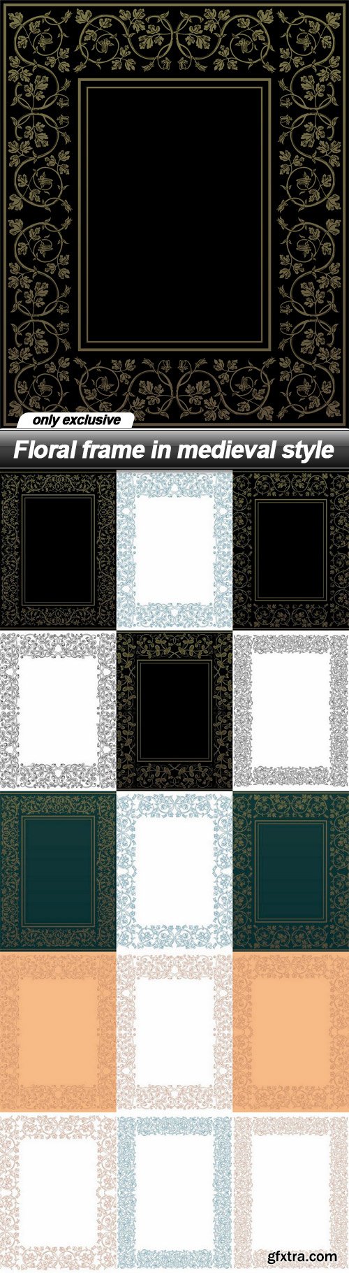 Floral frame in medieval style - 15 EPS