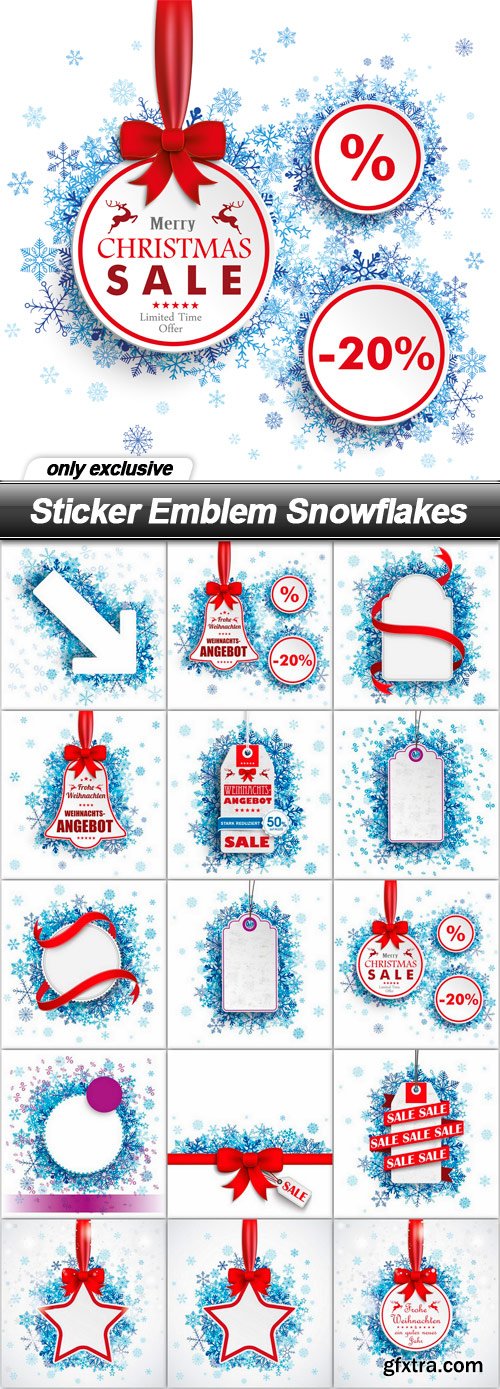 Sticker Emblem Snowflakes - 15 EPS