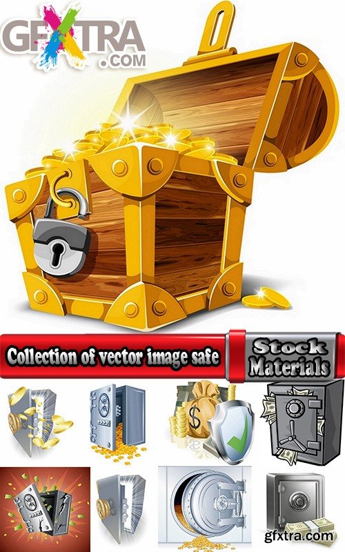 Collection of vector image safe with money 25 EPS