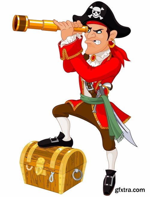 Collection of vector picture cartoon pirate sailor 25 EPS