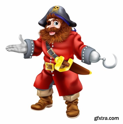 Collection of vector picture cartoon pirate sailor 25 EPS