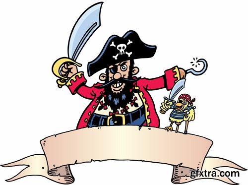 Collection of vector picture cartoon pirate sailor 25 EPS