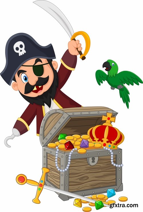 Collection of vector picture cartoon pirate sailor 25 EPS