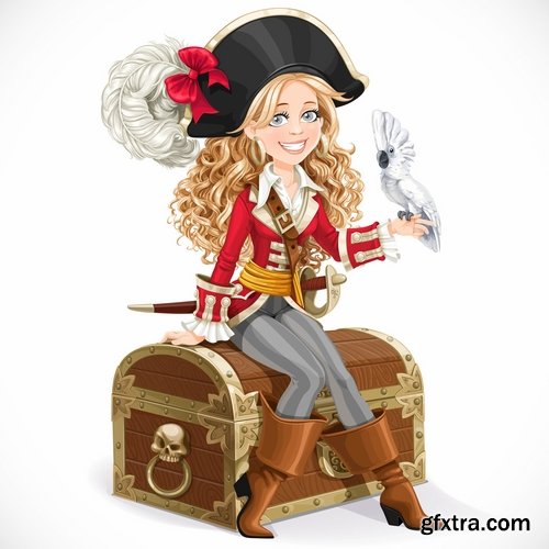 Collection of vector picture cartoon pirate sailor 25 EPS