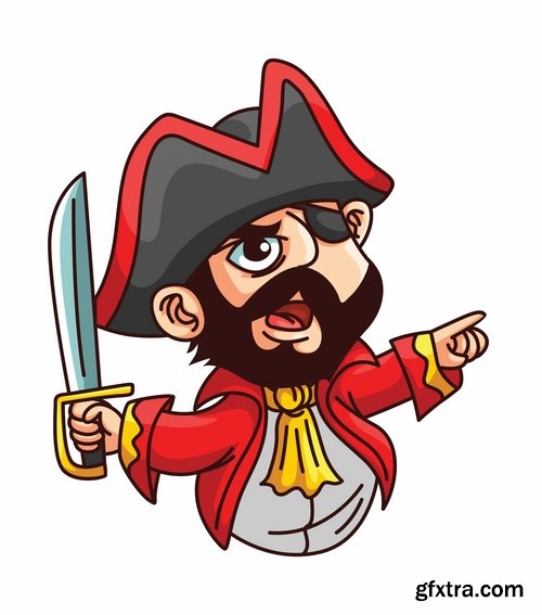 Collection of vector picture cartoon pirate sailor 25 EPS