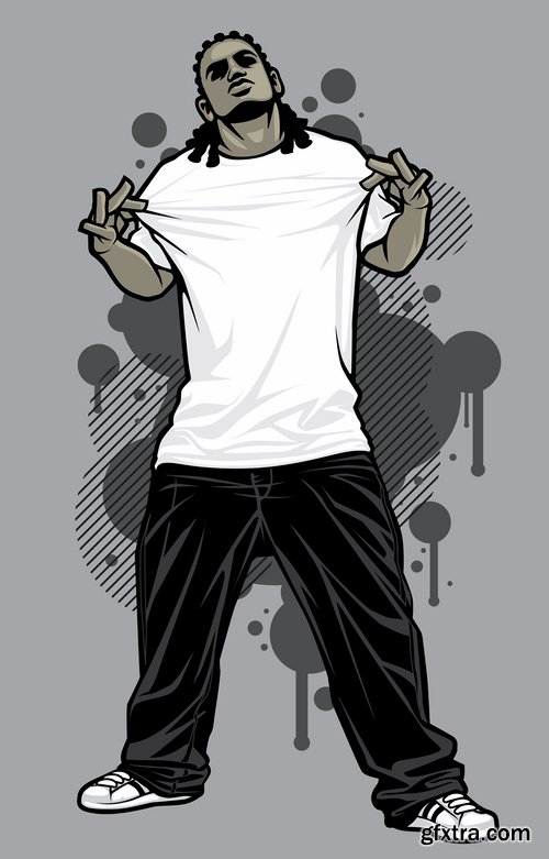 Collection of vector image urban character dude freestyle 25 EPS