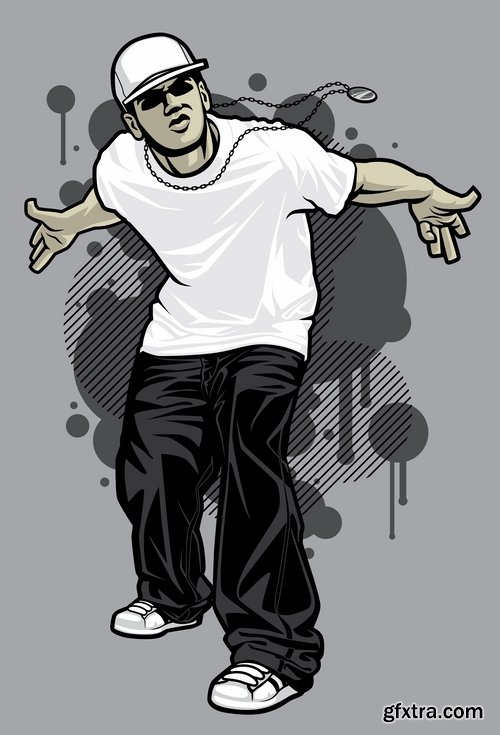 Collection of vector image urban character dude freestyle 25 EPS