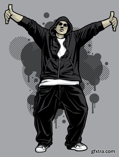 Collection of vector image urban character dude freestyle 25 EPS