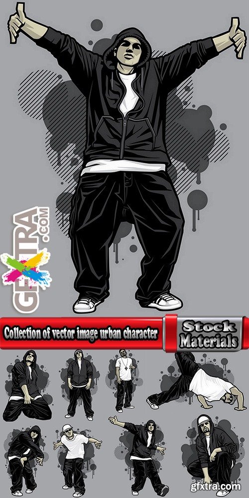 Collection of vector image urban character dude freestyle 25 EPS