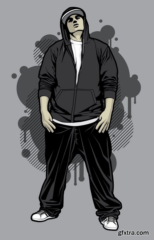 Collection of vector image urban character dude freestyle 25 EPS