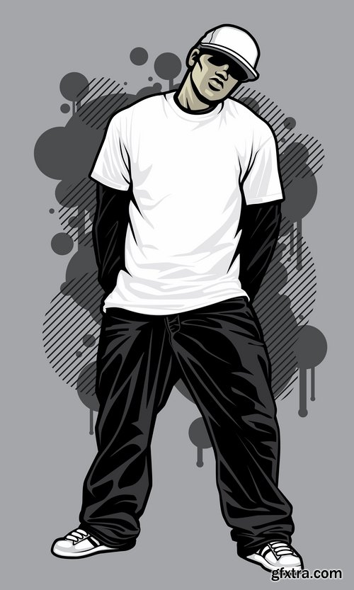 Collection of vector image urban character dude freestyle 25 EPS