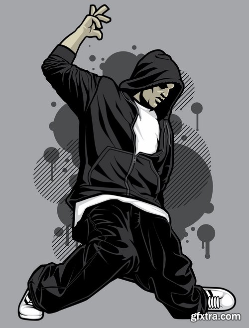 Collection of vector image urban character dude freestyle 25 EPS