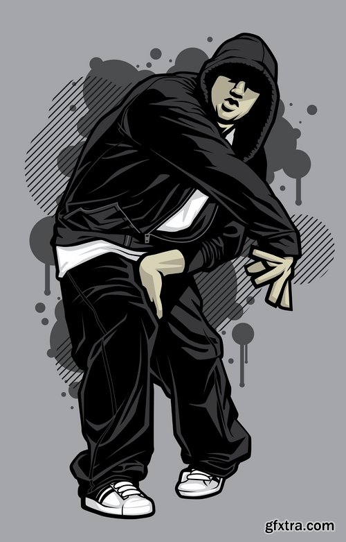 Collection of vector image urban character dude freestyle 25 EPS