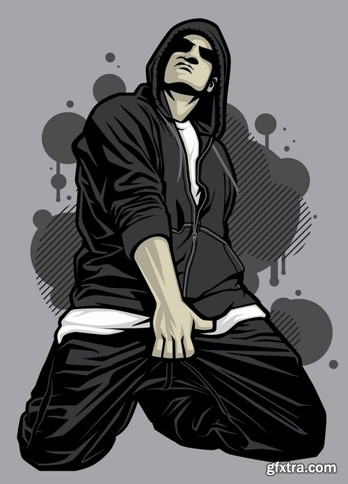 Collection of vector image urban character dude freestyle 25 EPS