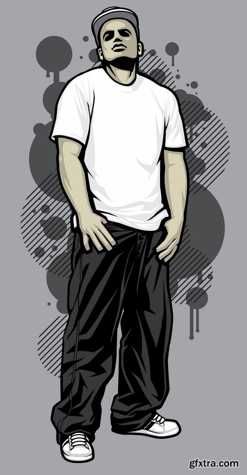 Collection of vector image urban character dude freestyle 25 EPS