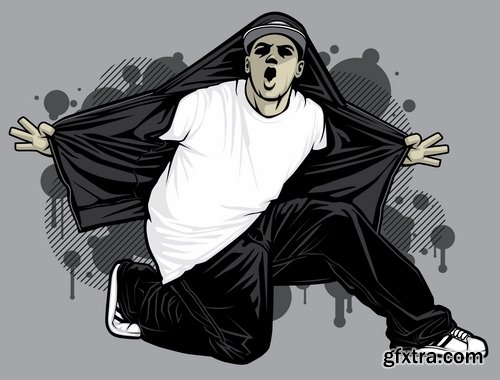 Collection of vector image urban character dude freestyle 25 EPS