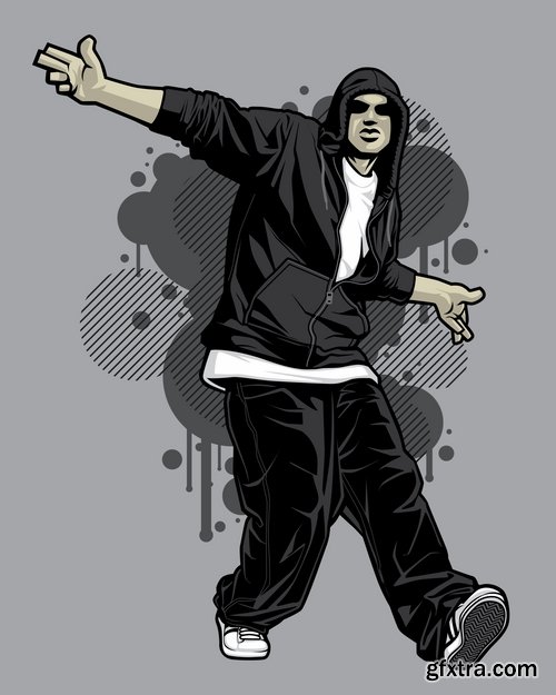 Collection of vector image urban character dude freestyle 25 EPS