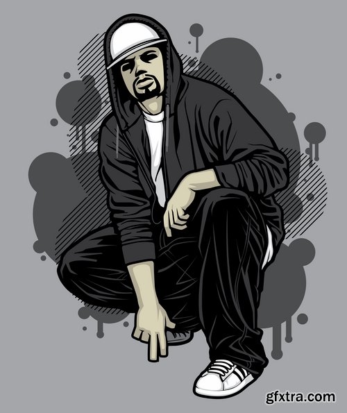 Collection of vector image urban character dude freestyle 25 EPS