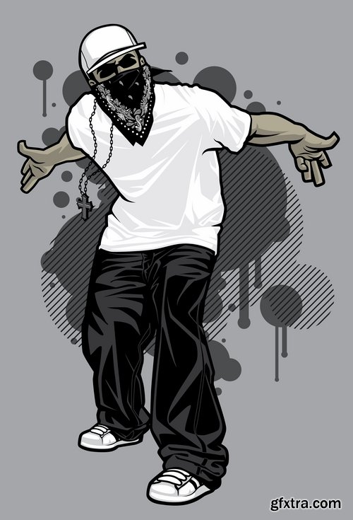 Collection of vector image urban character dude freestyle 25 EPS