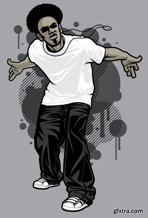 Collection of vector image urban character dude freestyle 25 EPS