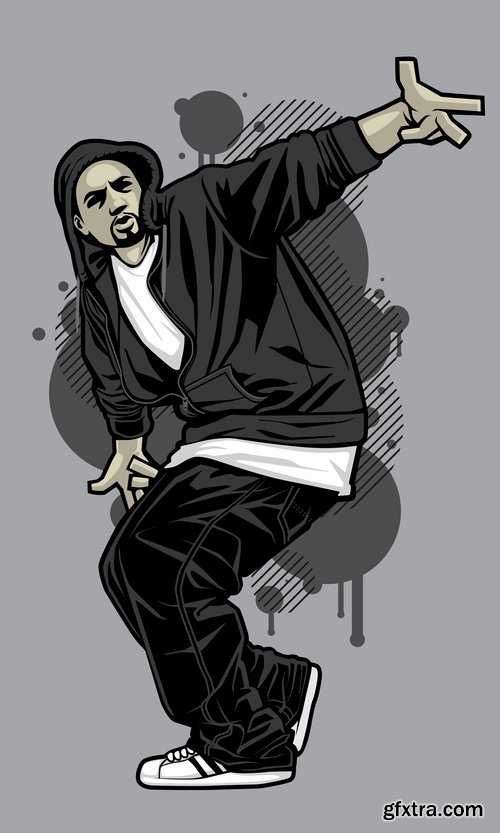 Collection of vector image urban character dude freestyle 25 EPS