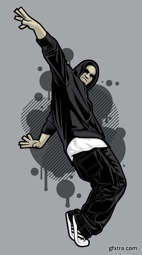 Collection of vector image urban character dude freestyle 25 EPS