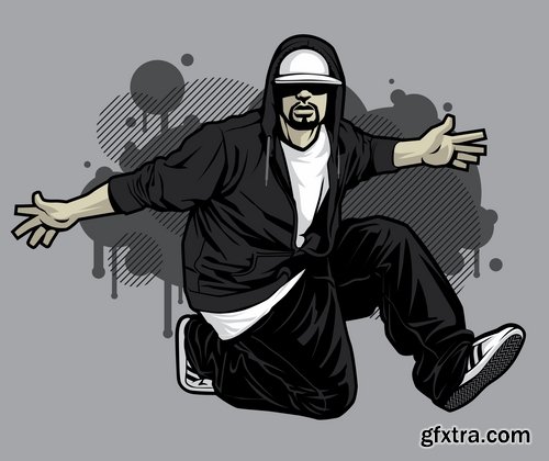 Collection of vector image urban character dude freestyle 25 EPS