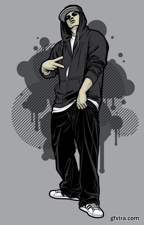 Collection of vector image urban character dude freestyle 25 EPS