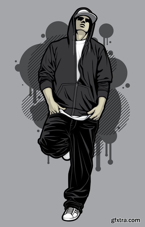 Collection of vector image urban character dude freestyle 25 EPS