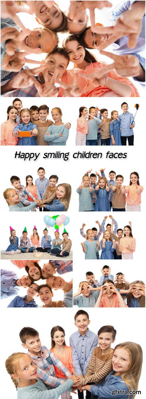 Happy smiling children faces