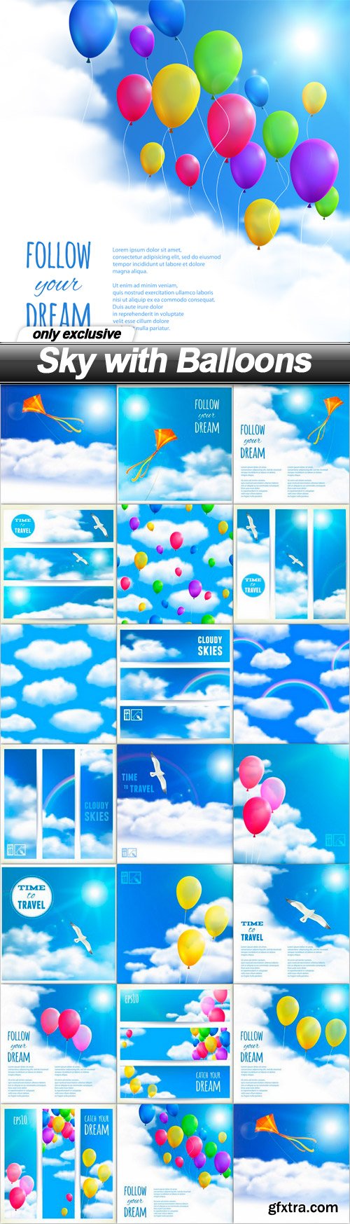 Sky with Balloons - 20 EPS