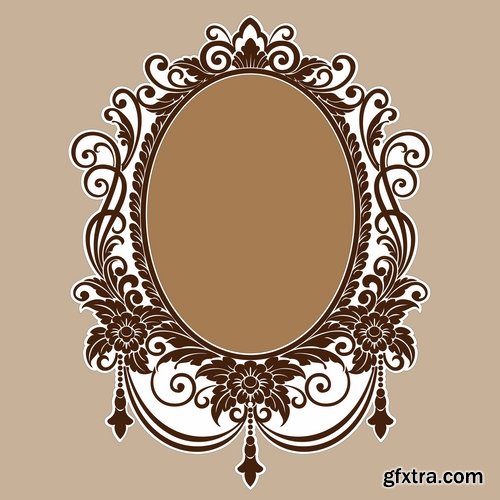 Collection of vector image calligraphic elements Border frame cover 25 EPS