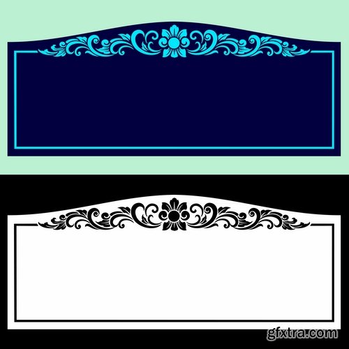 Collection of vector image calligraphic elements Border frame cover 25 EPS