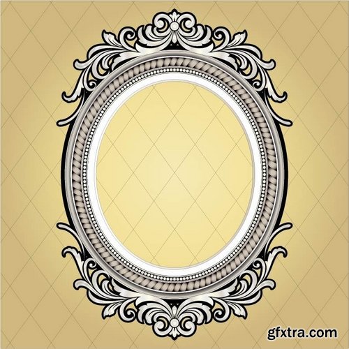 Collection of vector image calligraphic elements Border frame cover 25 EPS