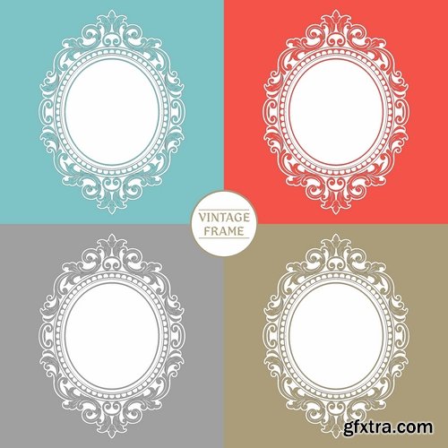 Collection of vector image calligraphic elements Border frame cover 25 EPS