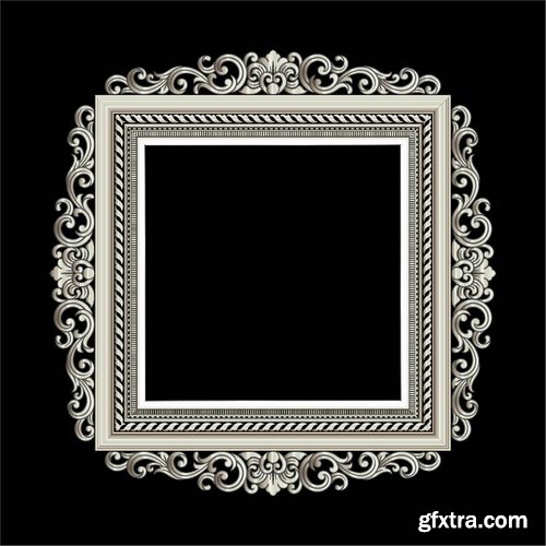 Collection of vector image calligraphic elements Border frame cover 25 EPS