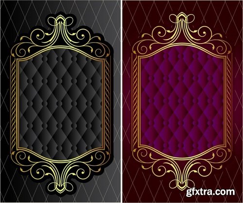 Collection of vector image calligraphic elements Border frame cover 25 EPS