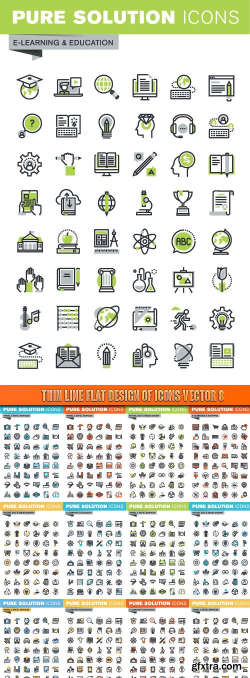 Thin line flat design of icons vector 8